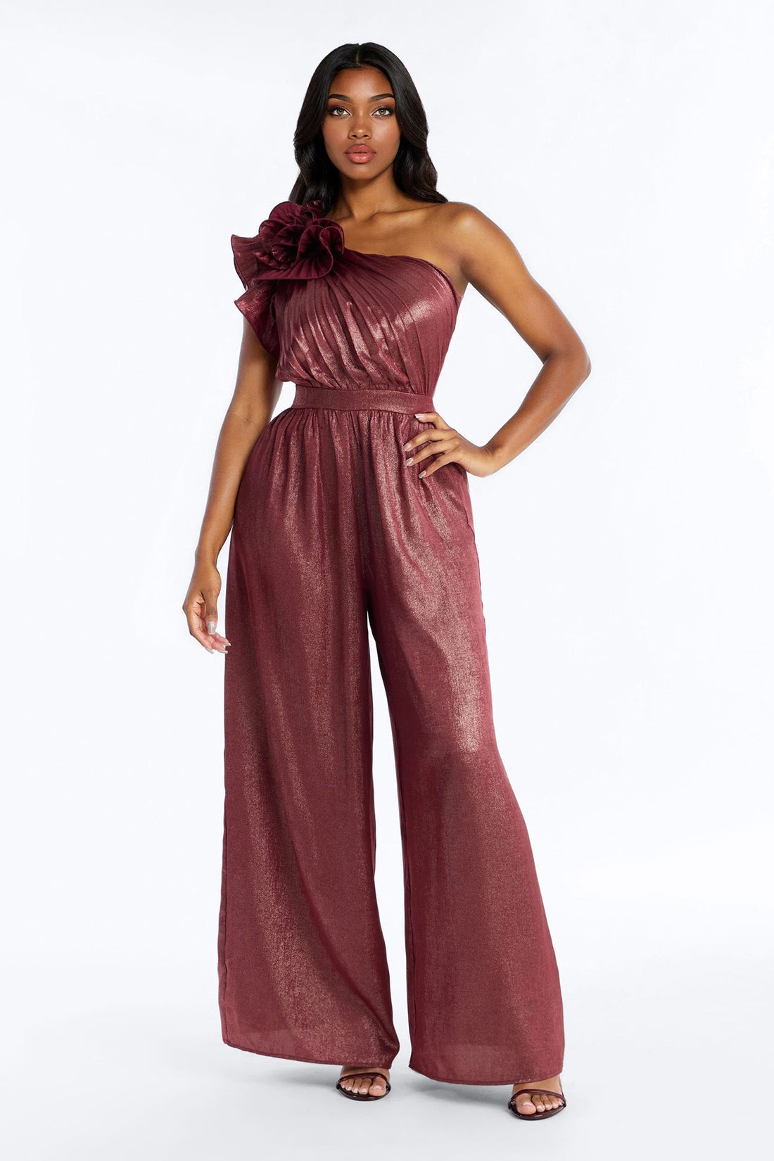 Winona Tiered Wide Leg Jumpsuit - Wine