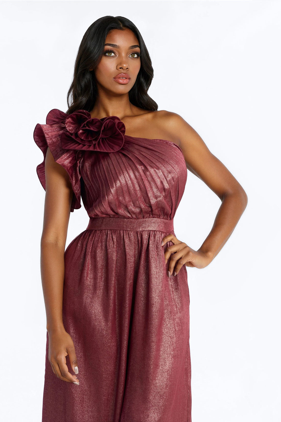 Winona Tiered Wide Leg Jumpsuit - Wine