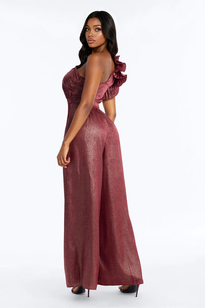 Winona Tiered Wide Leg Jumpsuit - Wine