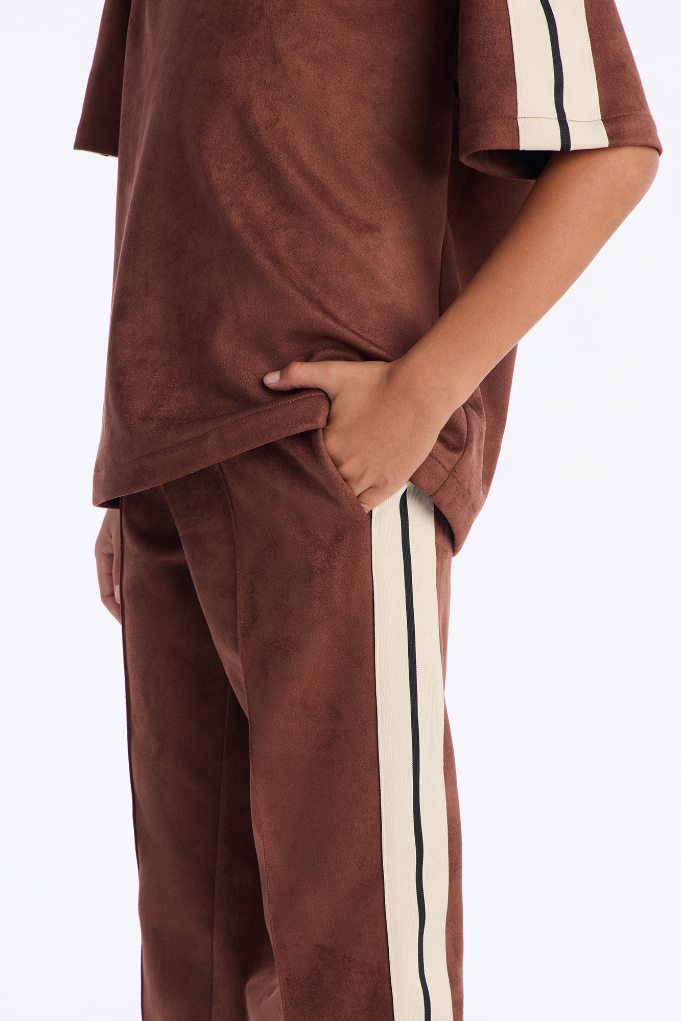 Mini Straight Faux Suede Pant - Brown