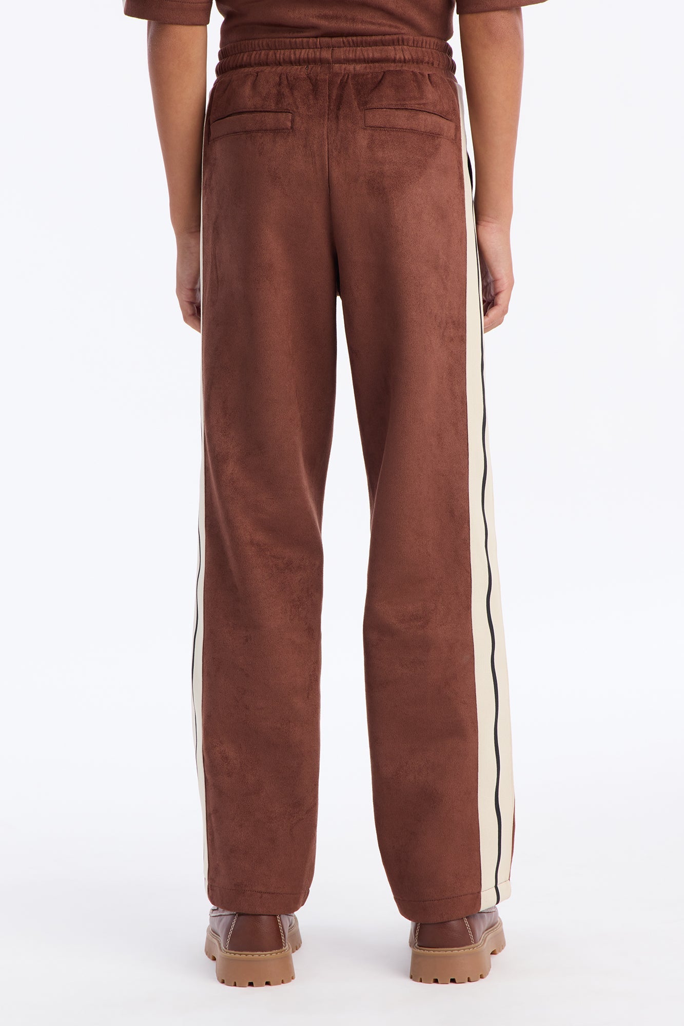 Mini Straight Faux Suede Pant - Brown