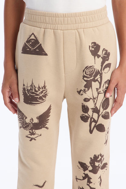 Mini Rogue Culture Skinny Flare Sweatpants - Taupe