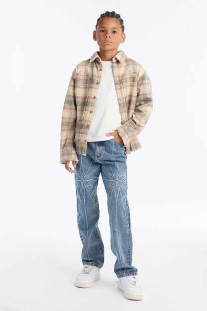 Mini Straight Galaxy Star Jean - Medium Blue Wash