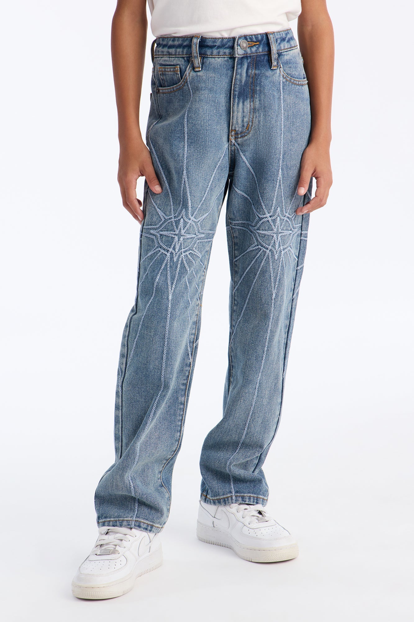 Mini Straight Galaxy Star Jean - Medium Blue Wash
