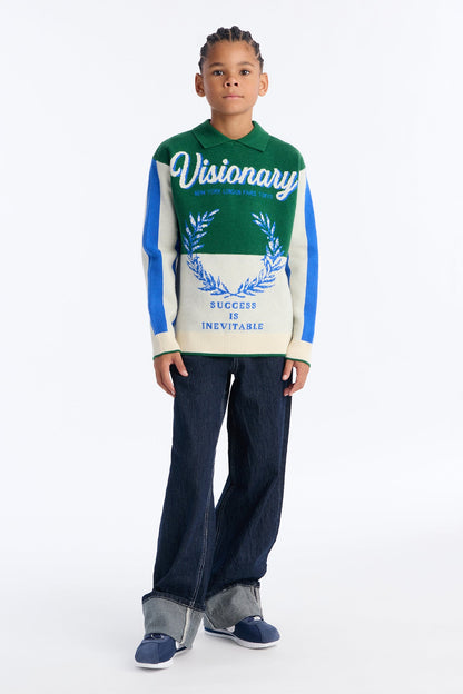 Mini Visionary Polo Sweater - Green
