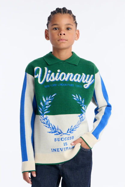 Mini Visionary Polo Sweater - Green