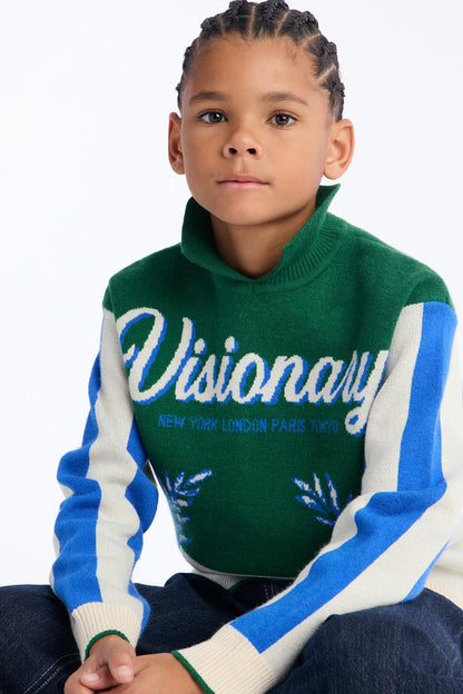 Mini Visionary Polo Sweater - Green