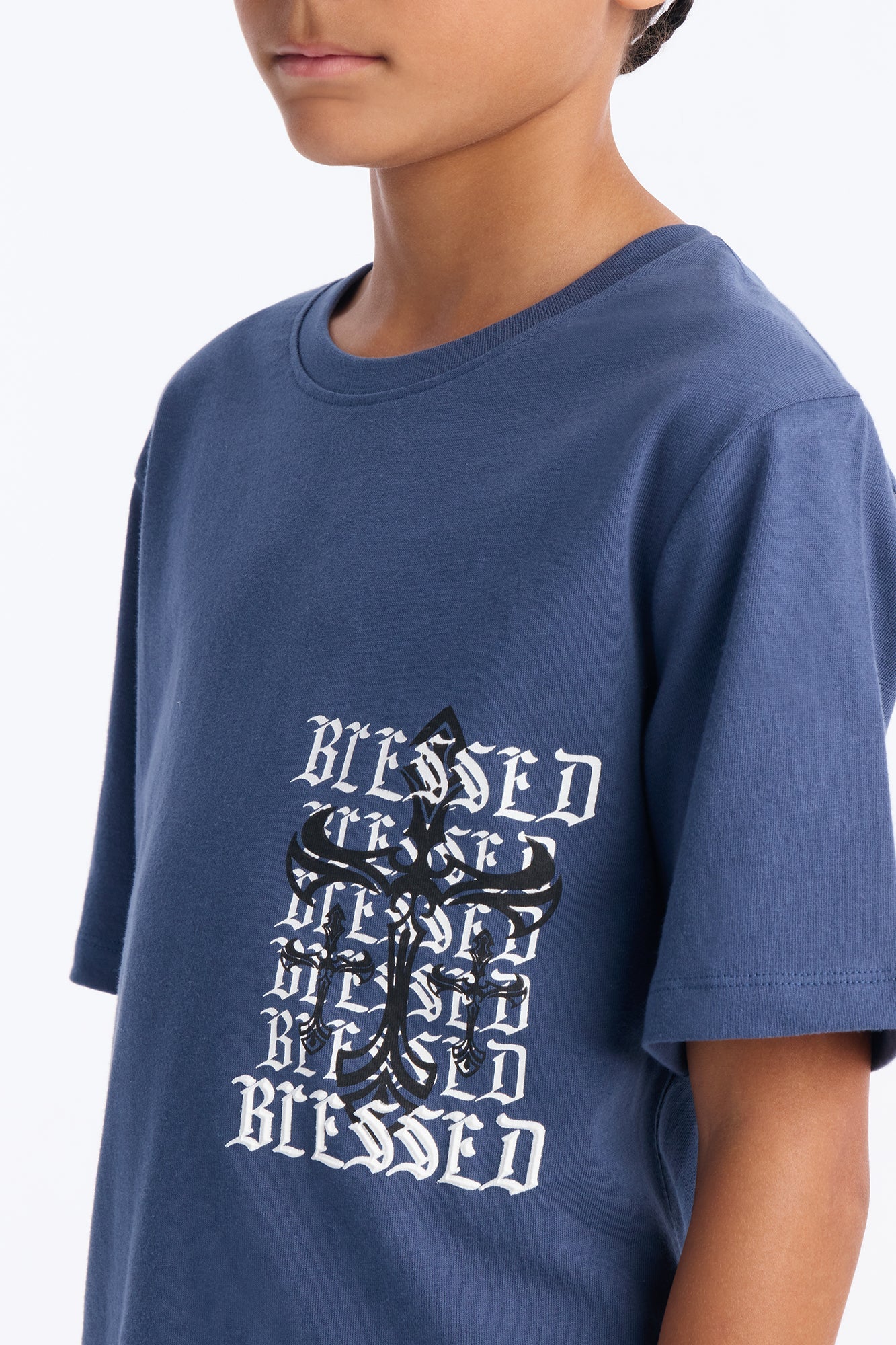 Mini Blessed Forever Short Sleeve Front/Back Tee - Blue