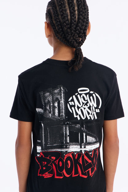 Mini Only In Brooklyn Front/Back Short Sleeve Tee - Black