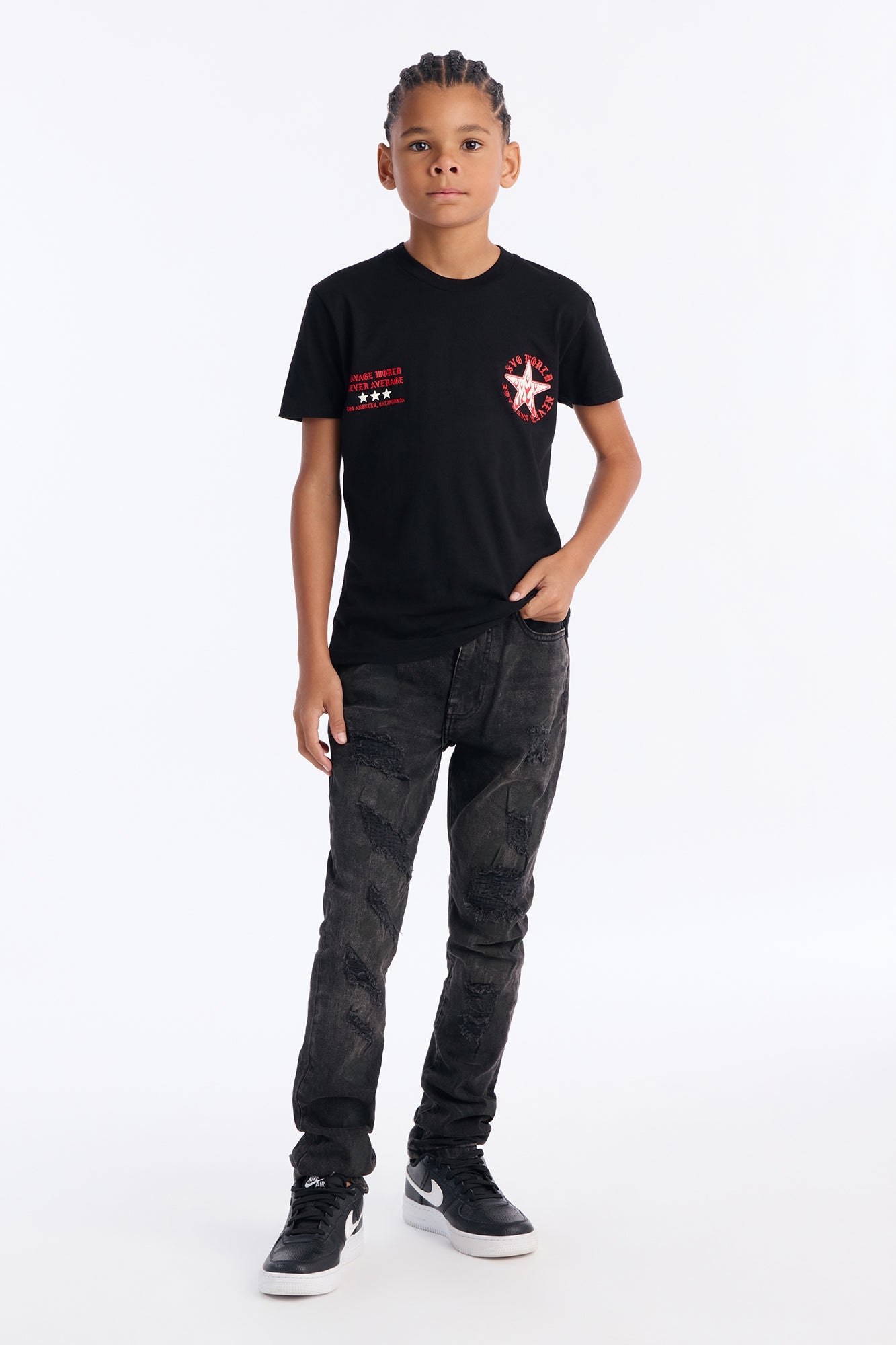 Mini Savage World Front/Back Short Sleeve Tee - Black