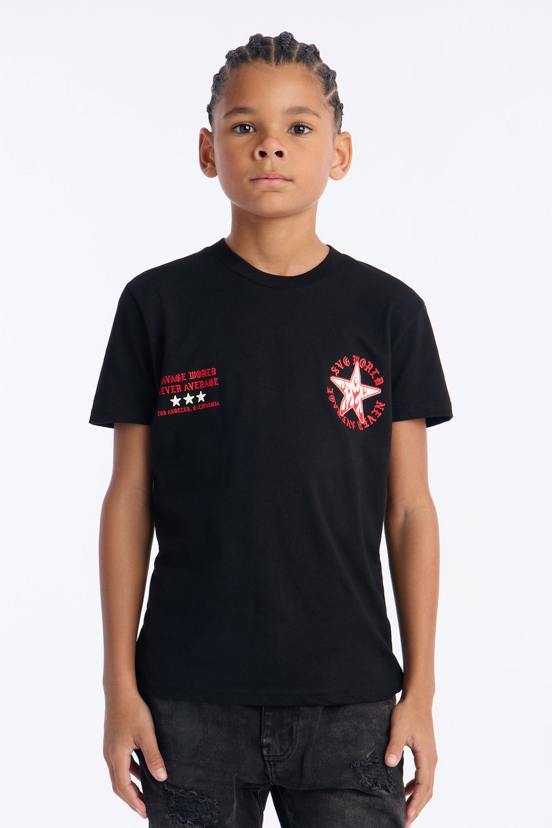 Mini Savage World Front/Back Short Sleeve Tee - Black
