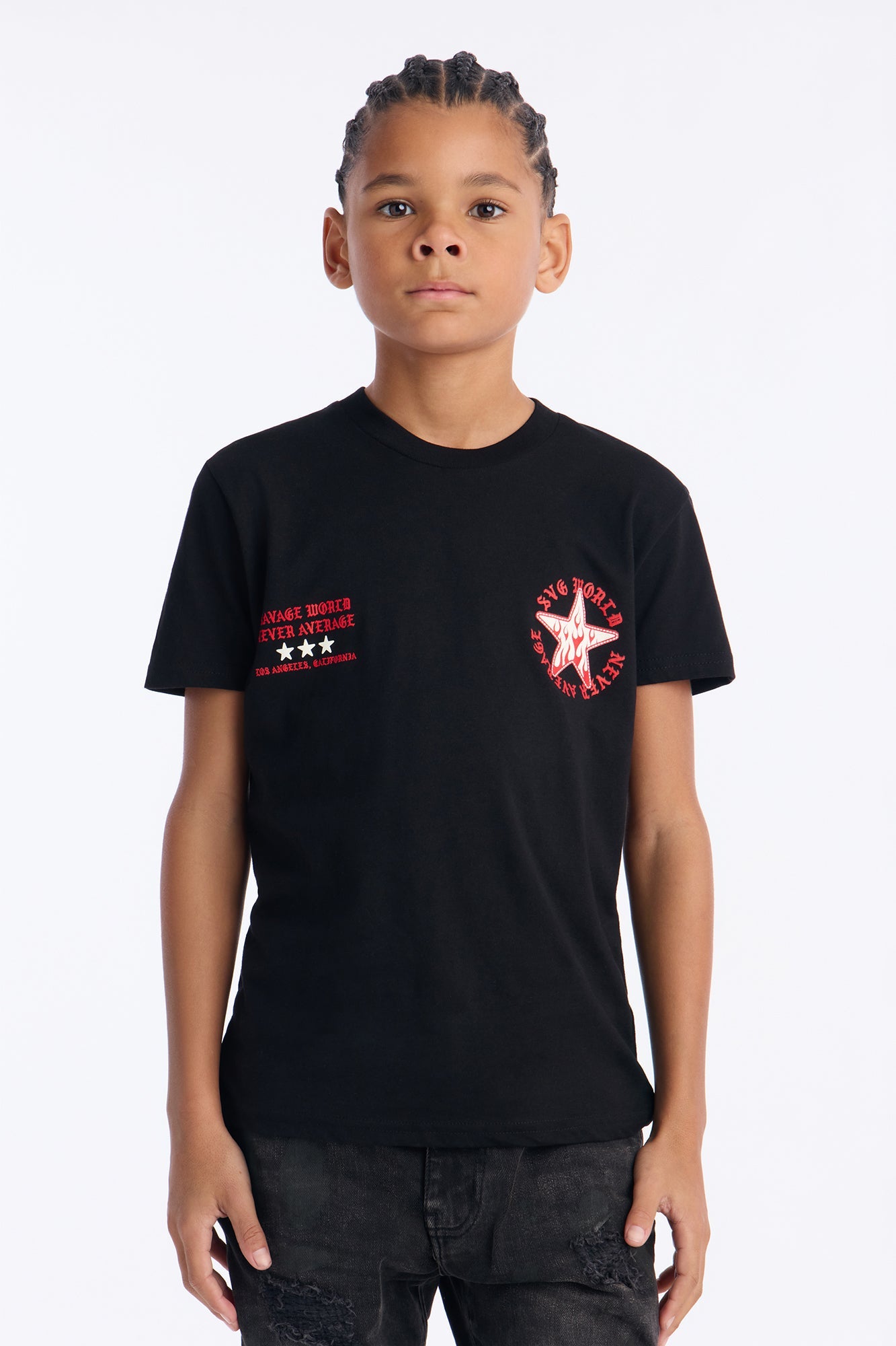 Mini Savage World Front/Back Short Sleeve Tee - Black