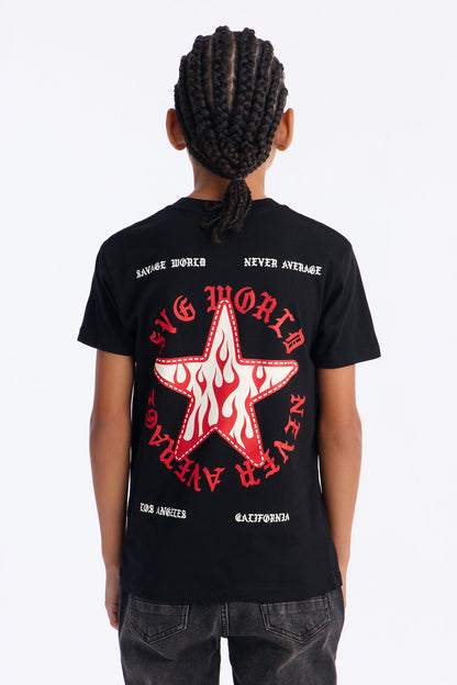 Mini Savage World Front/Back Short Sleeve Tee - Black