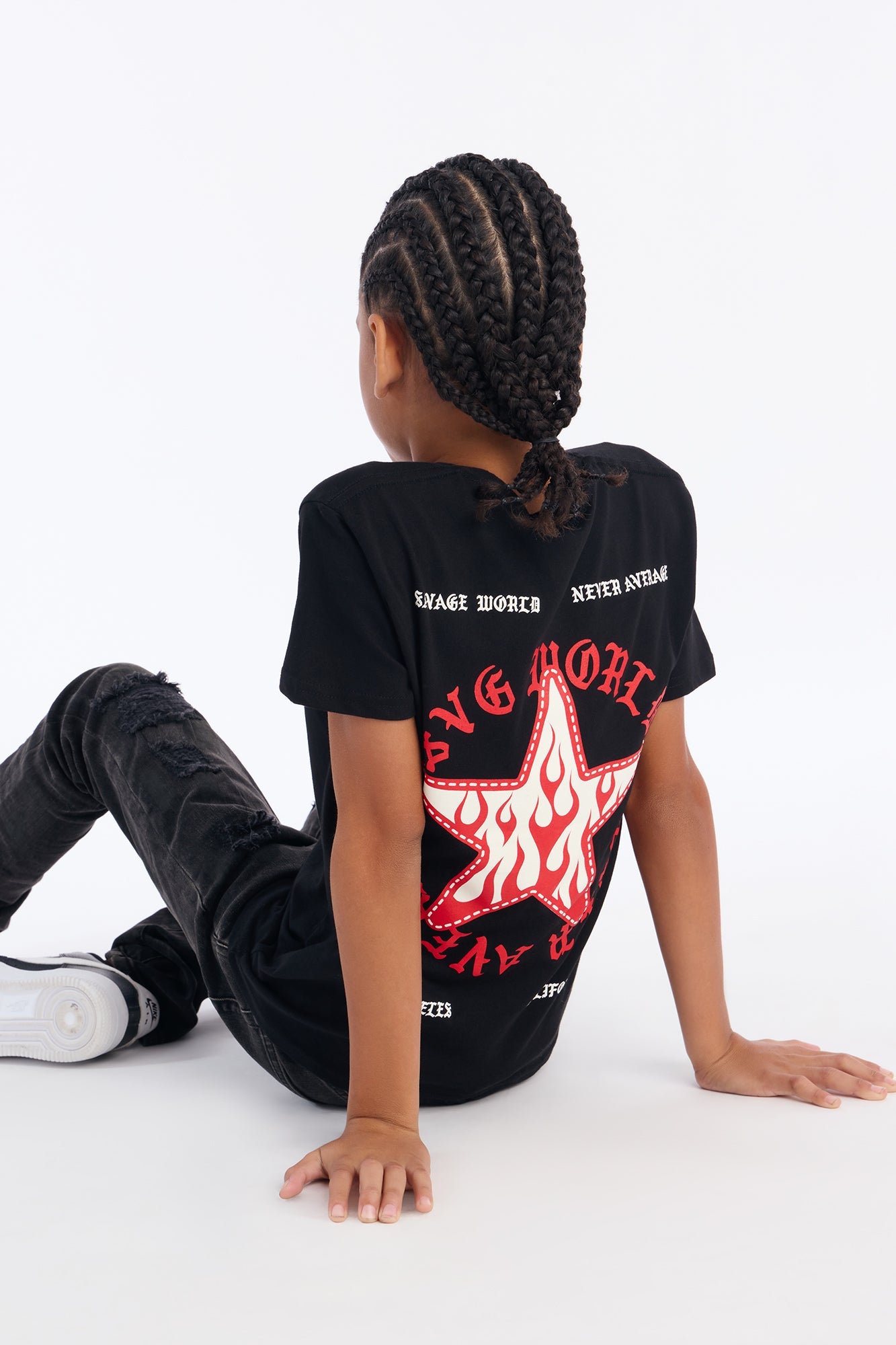 Mini Savage World Front/Back Short Sleeve Tee - Black