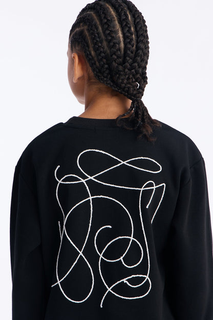 Mini Checkered Crewneck Sweatshirt - Black