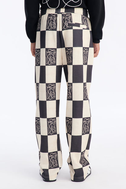Mini Checkered Straight Sweatpants - Black