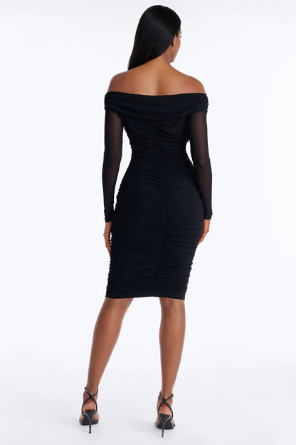 The Tink Long Sleeve Midi Dress - Black