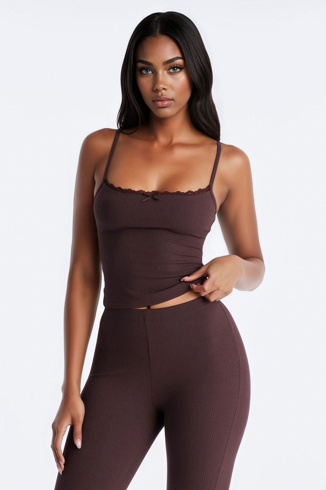 Stirling Snatched Capri Pant Set - Chocolate