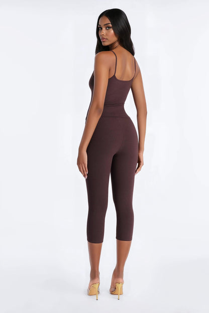 Stirling Snatched Capri Pant Set - Chocolate