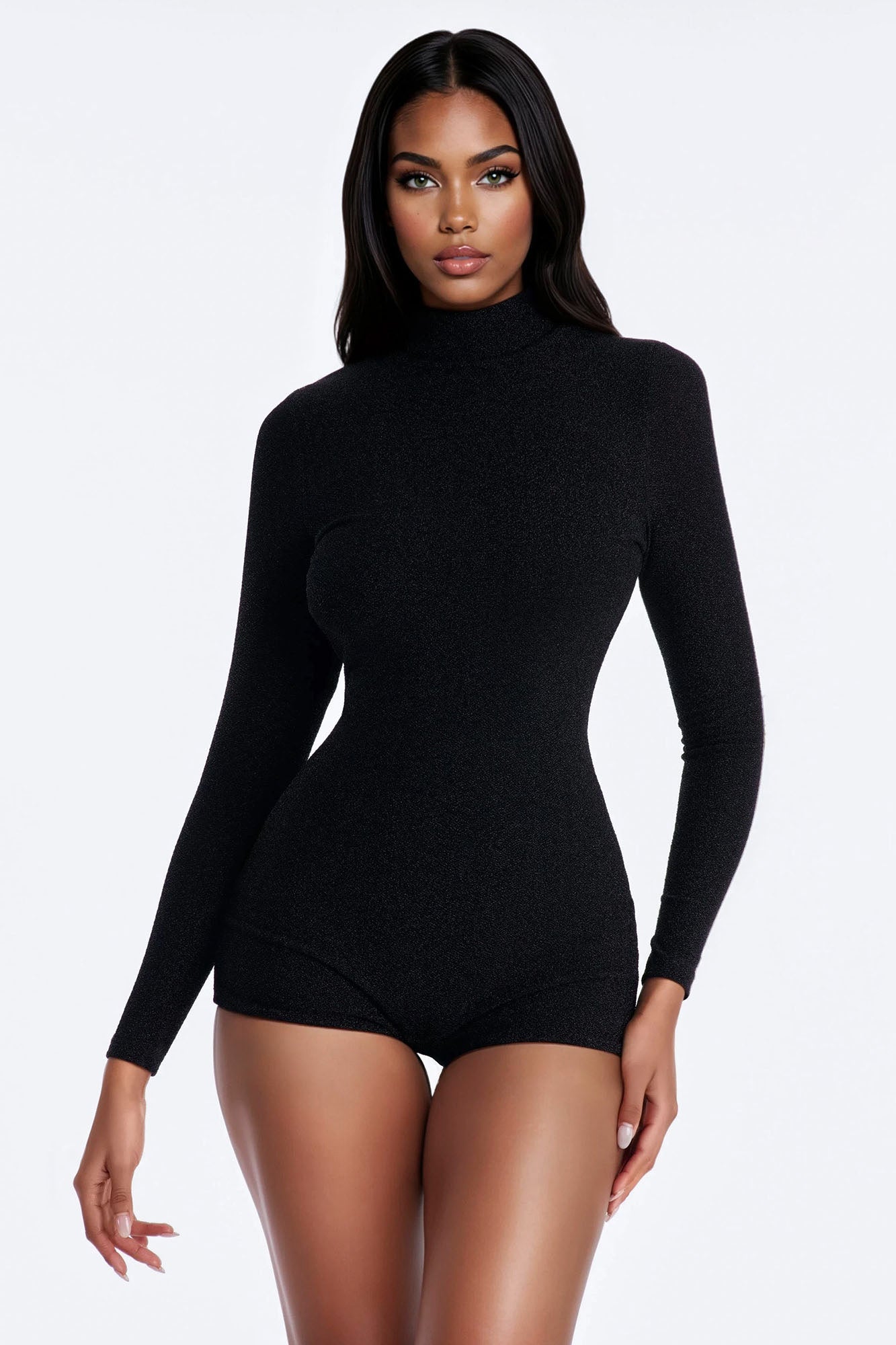 Midnight Sparkle Micro Short Romper - Black/Silver
