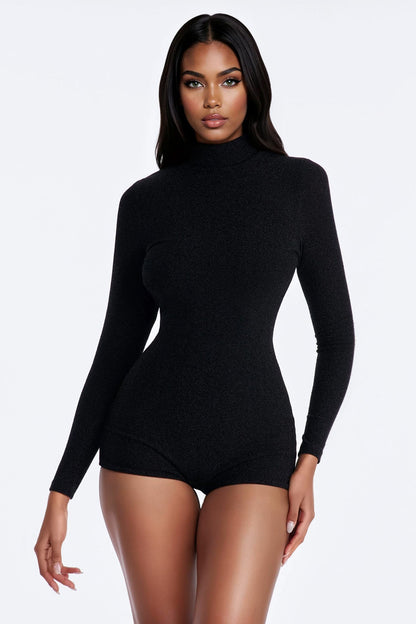 Midnight Sparkle Micro Short Romper - Black/Silver