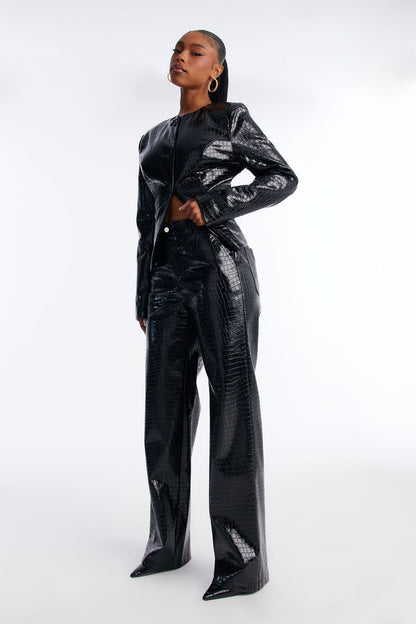 Gianna Faux Leather Straight Leg Pant - Black
