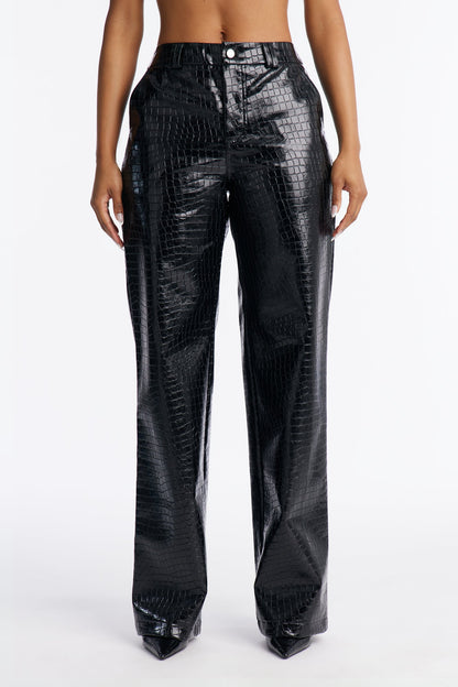 Gianna Faux Leather Straight Leg Pant - Black
