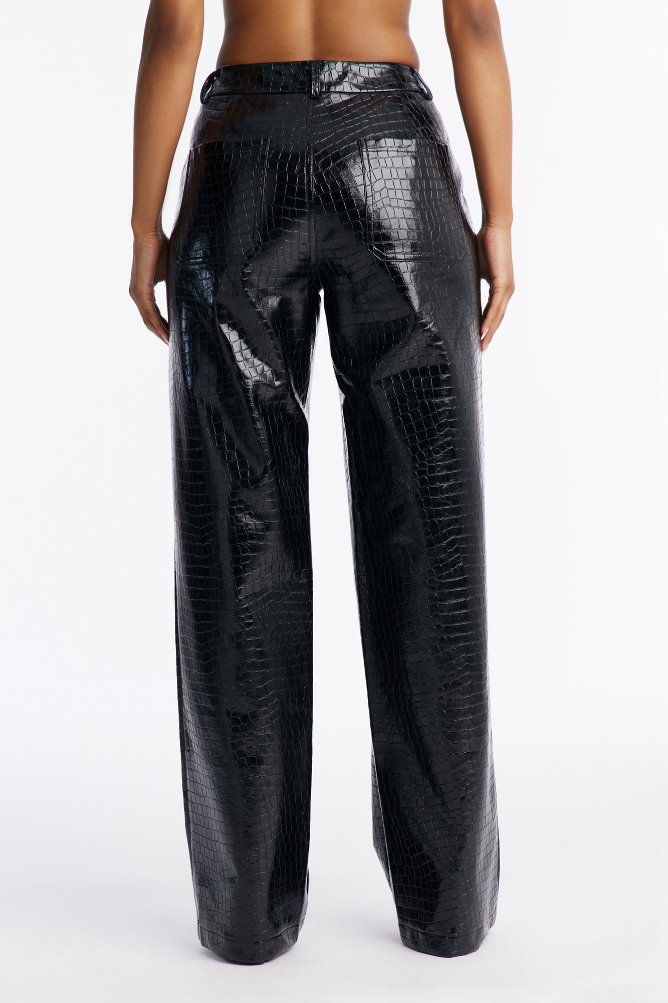 Gianna Faux Leather Straight Leg Pant - Black