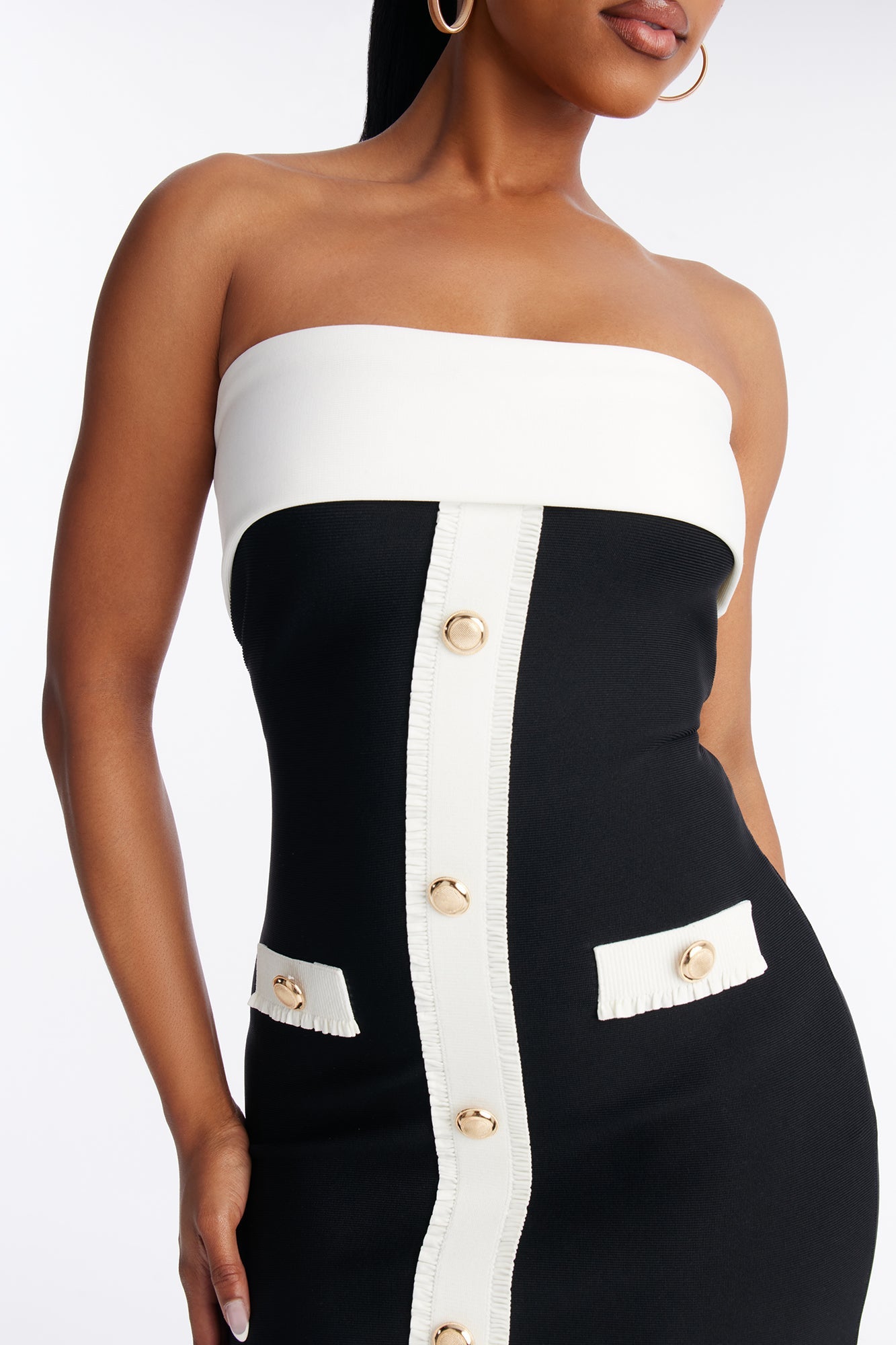 Serena Strapless Bandage Mini Dress - Black/combo