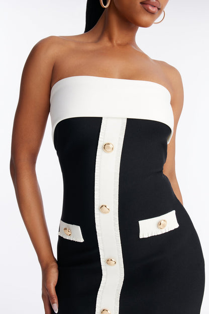 Serena Strapless Bandage Mini Dress - Black/combo