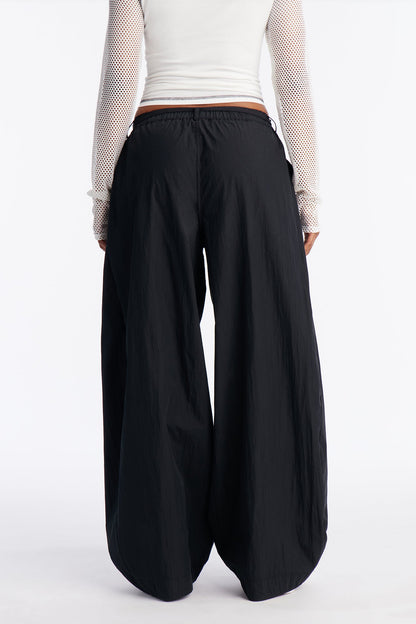 Rush Hour Tie Waist Windbreaker Pant 33″ - Black