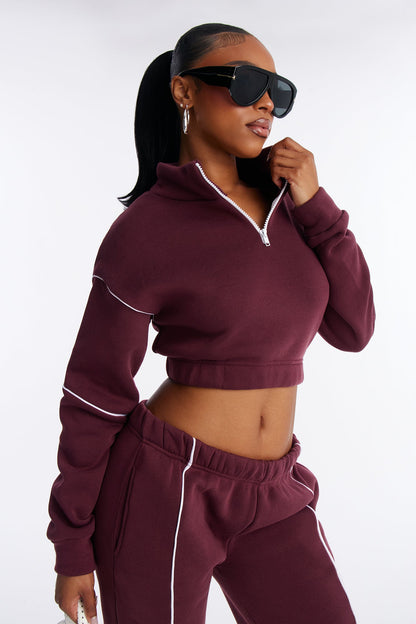 Weekend Chill Fleece Jogger Pant Set - Burgundy