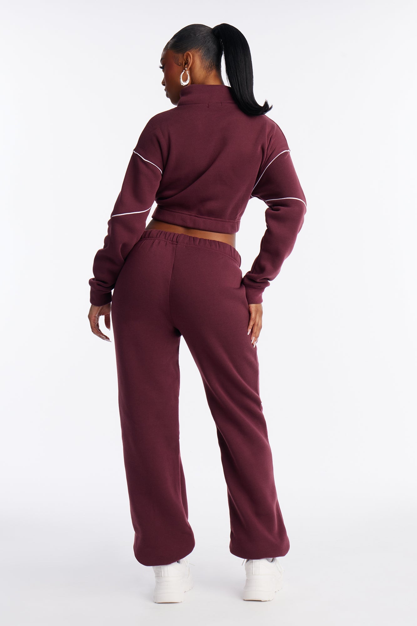 Weekend Chill Fleece Jogger Pant Set - Burgundy