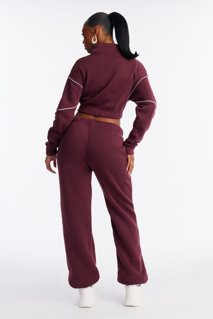 Weekend Chill Fleece Jogger Pant Set - Burgundy