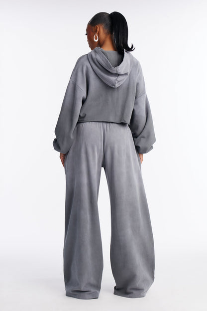 Savage Heart Washed Fleece Pant Set - Black Wash