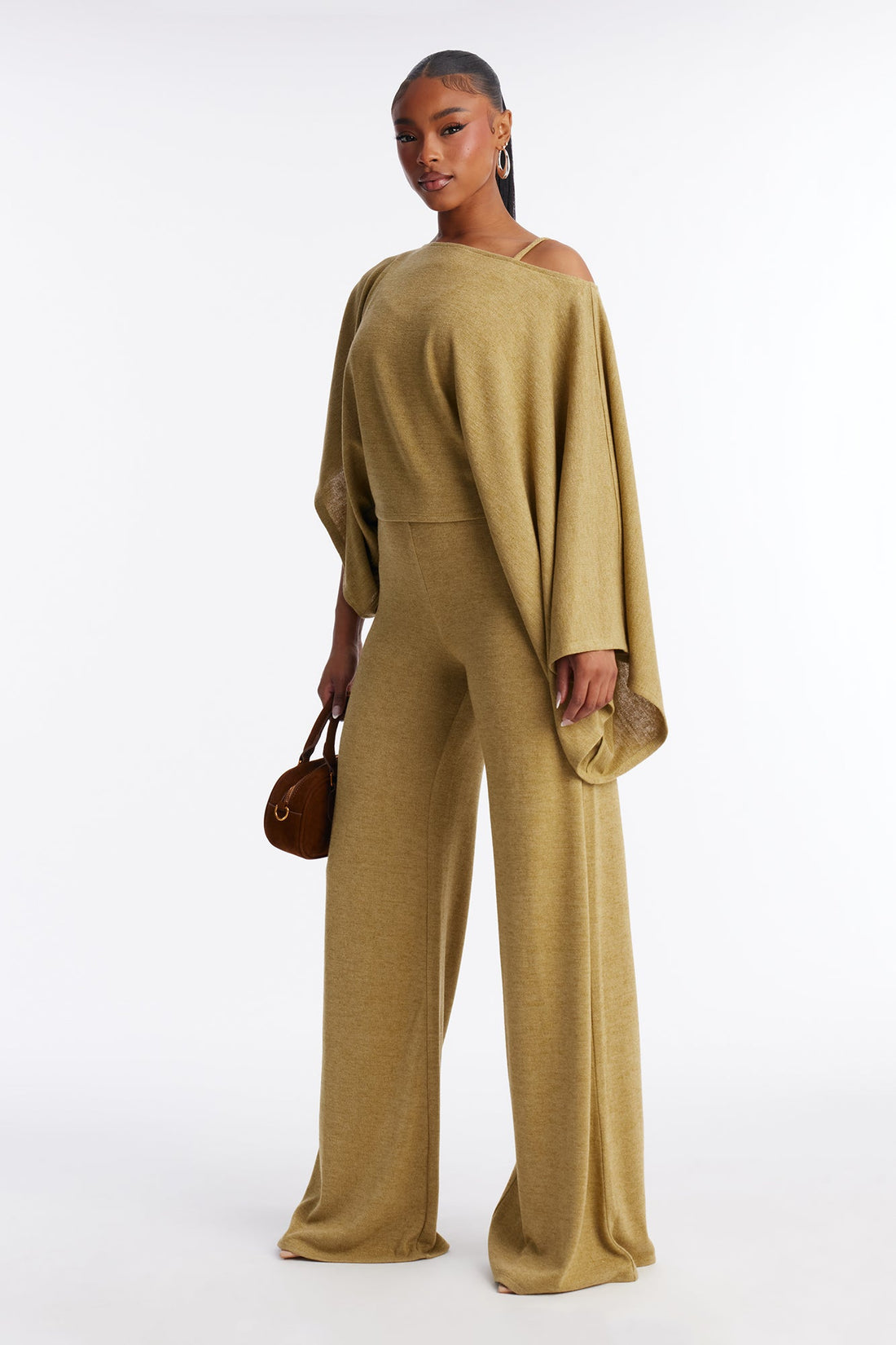 Cozy Sunday Wide Leg 2 Piece Jumpsuit - Olive