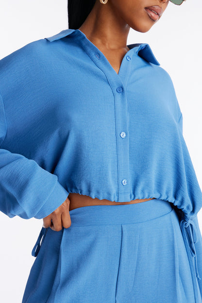 Makenzie Drawstring Waist Pant Set - Blue