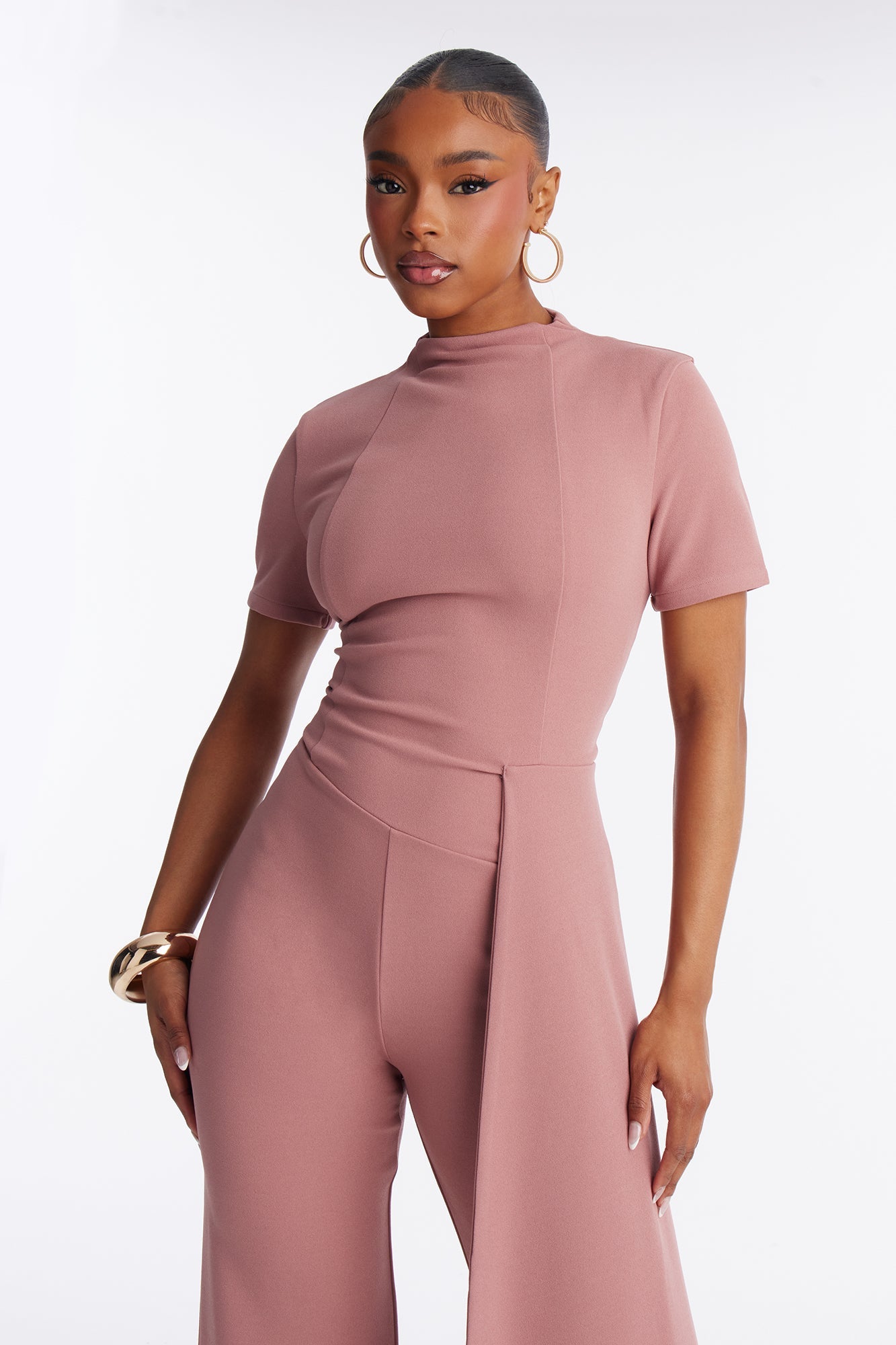 Daphne Draped Straight Leg Jumpsuit - Mauve
