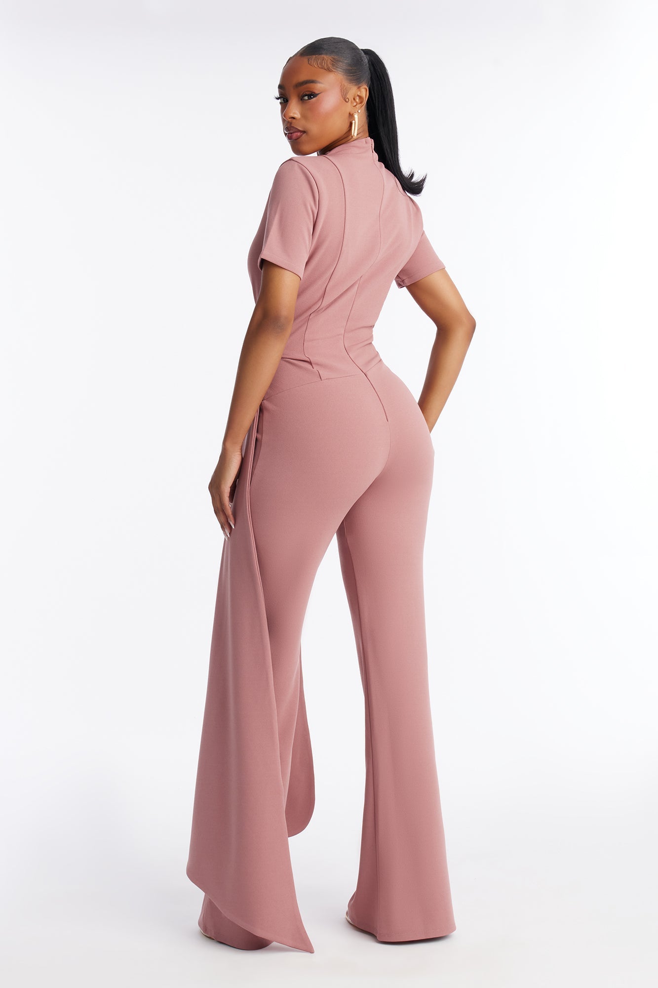 Daphne Draped Straight Leg Jumpsuit - Mauve
