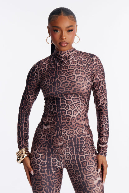 Elise Leopard Capri Pant Set - Brown/combo