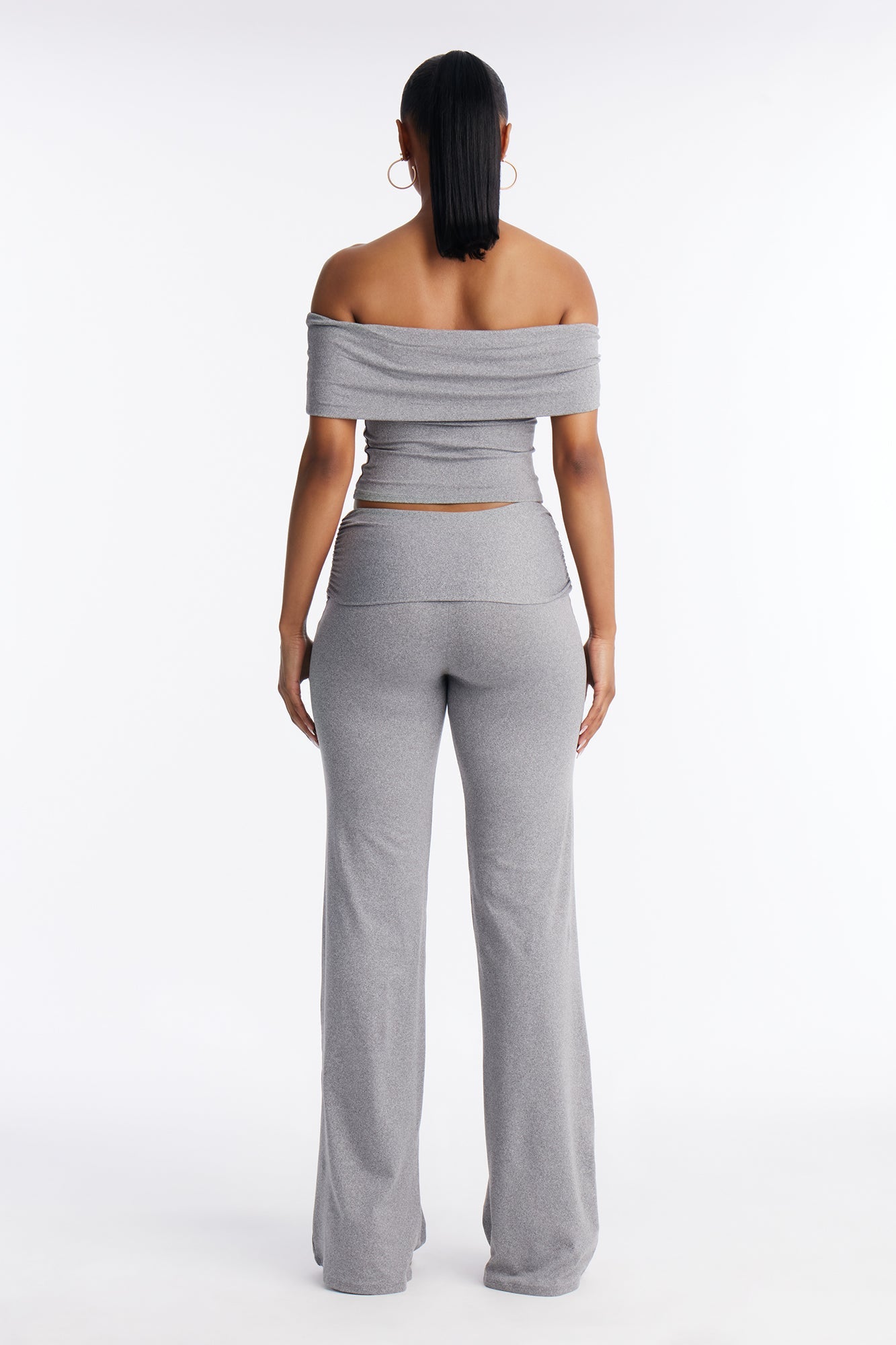 Mila Off Shoulder Pant Set - Heather Grey