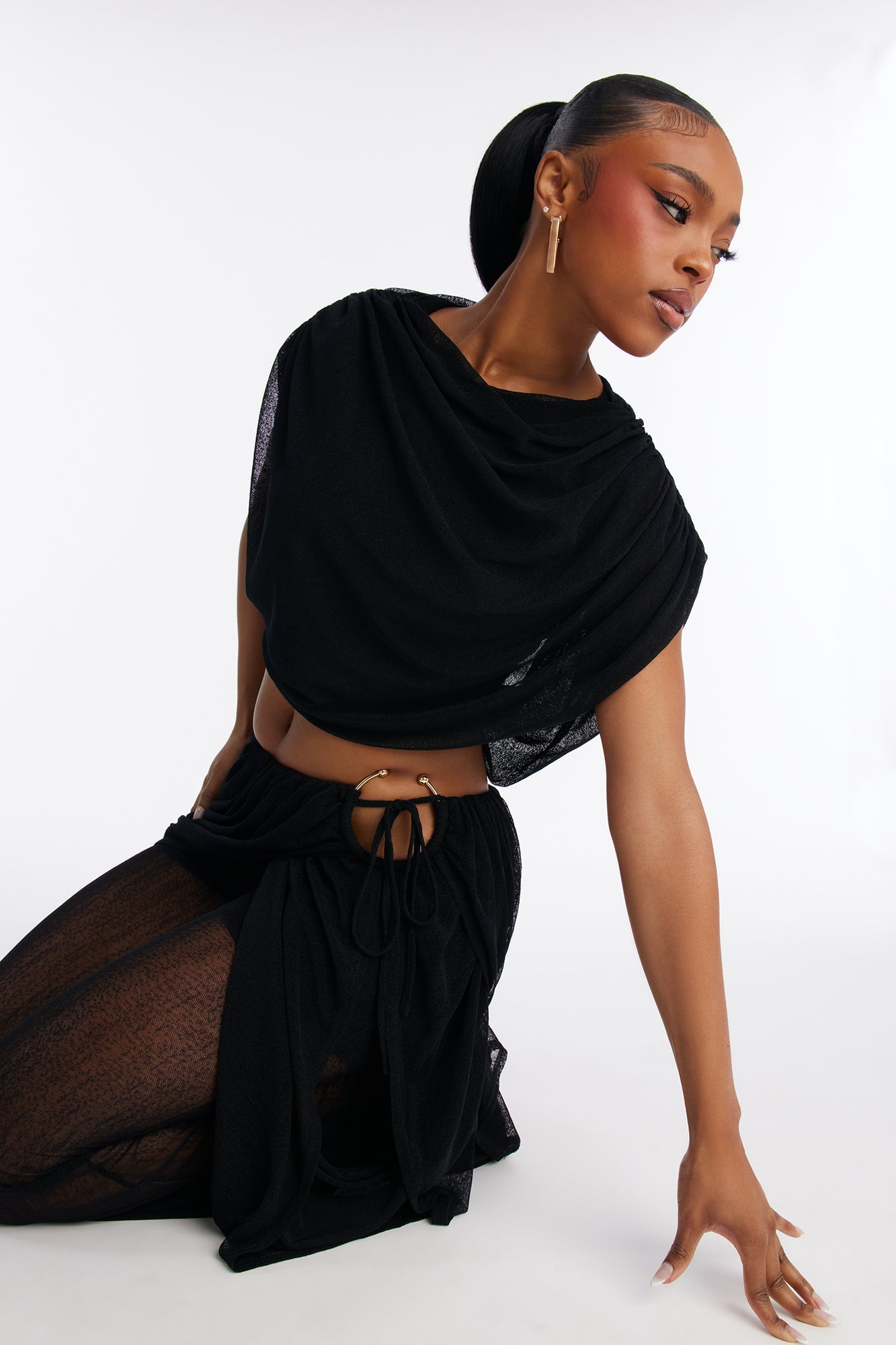 Under Wraps Mesh Pant Set - Black