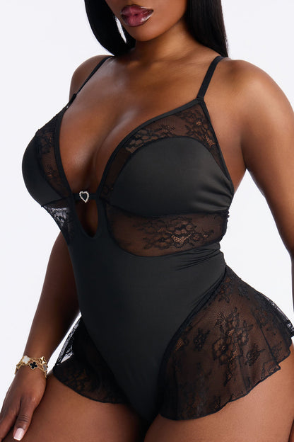 Just Us Lace Teddy - Black