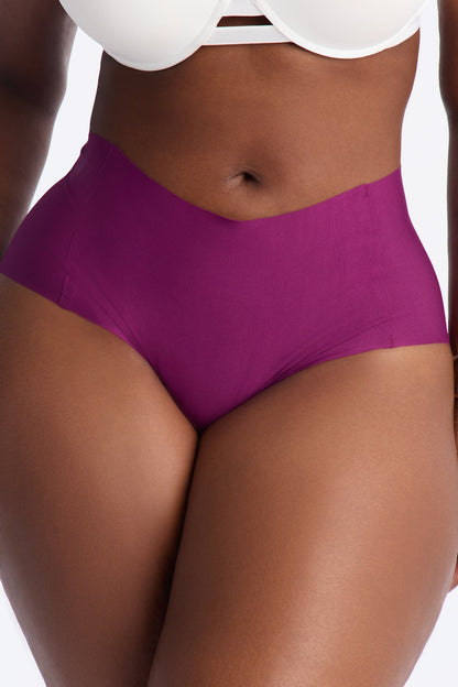 Smoothing No Show Mid Waist Brief - Plum