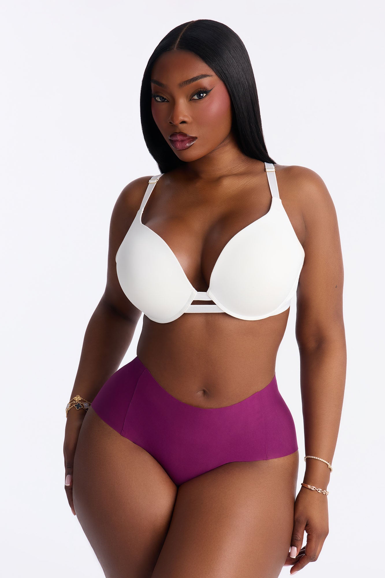 Smoothing No Show Mid Waist Brief - Plum