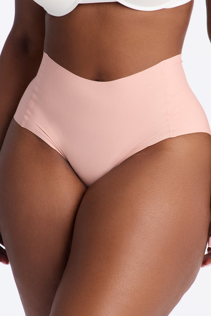 Smoothing No Show Mid Waist Brief - Rose