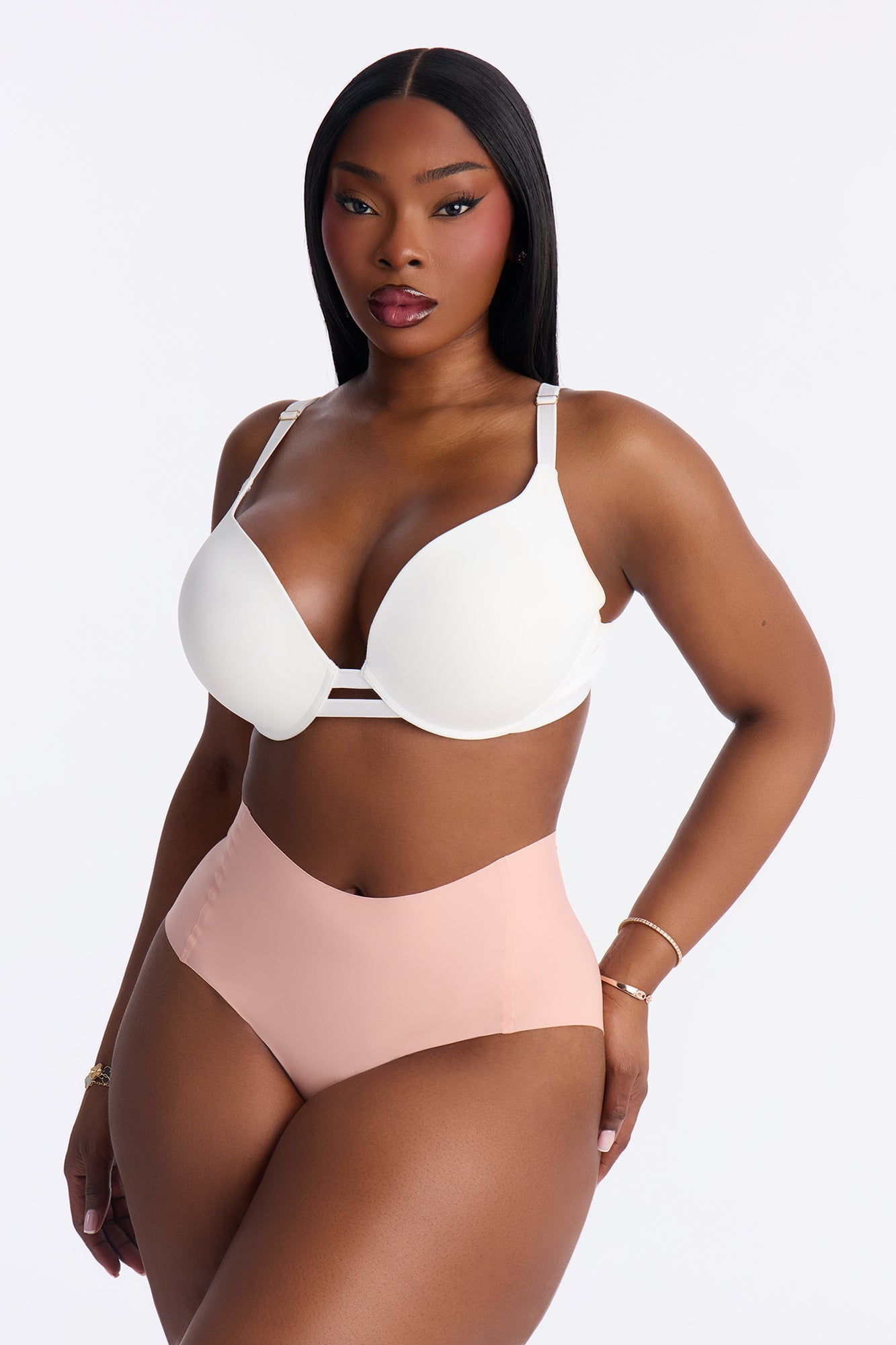 Smoothing No Show Mid Waist Brief - Rose