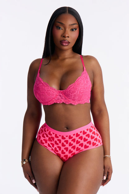 Love Me Down Boyshort Panty - Hot Pink