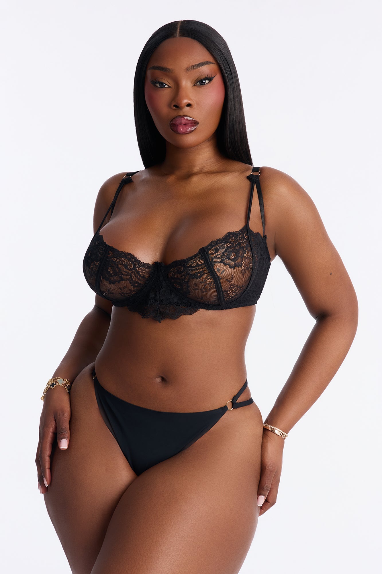 Zasha Heart G-String Panty - Black
