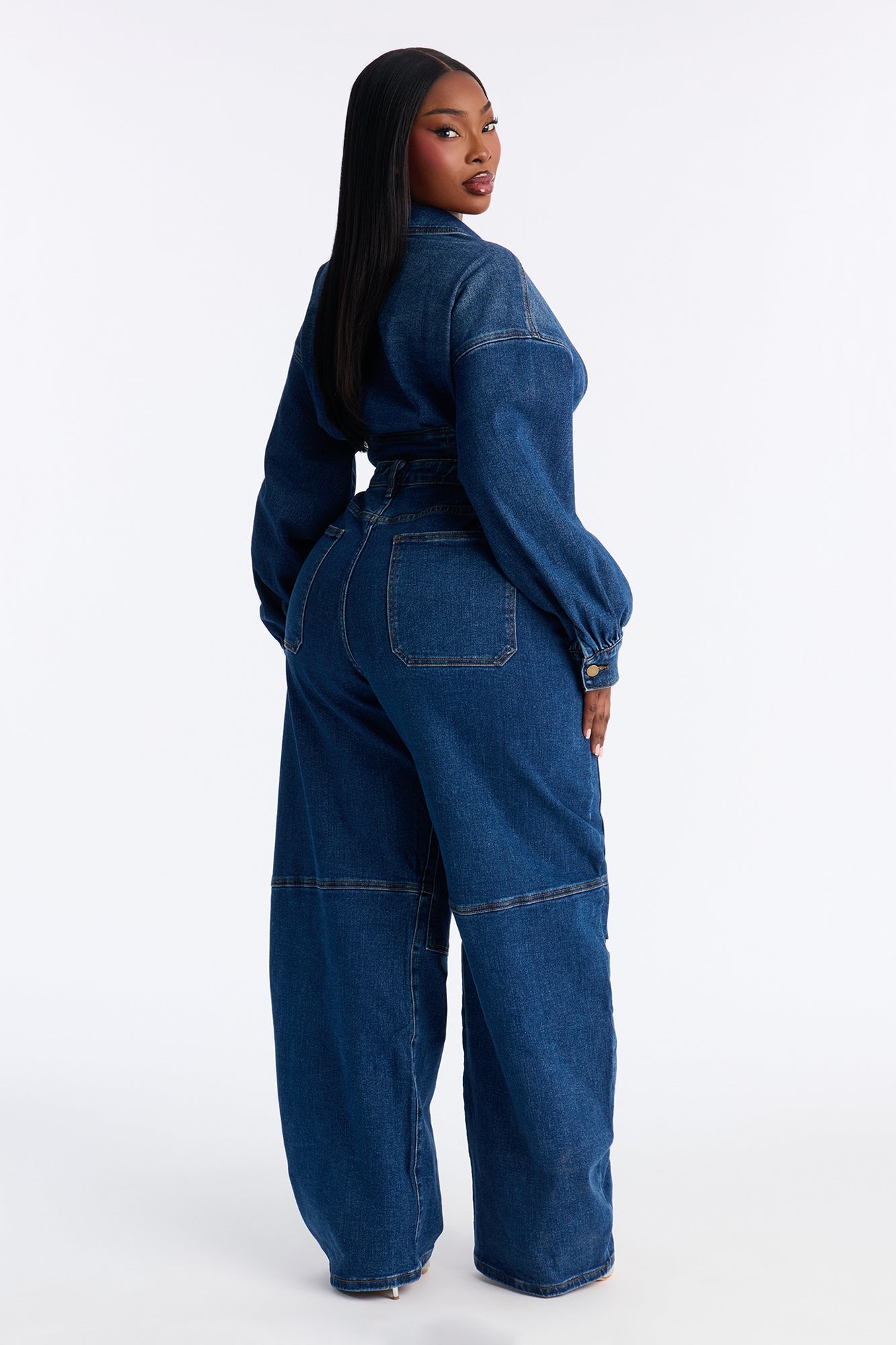 My Way Denim Barrel Pant Set - Dark Wash